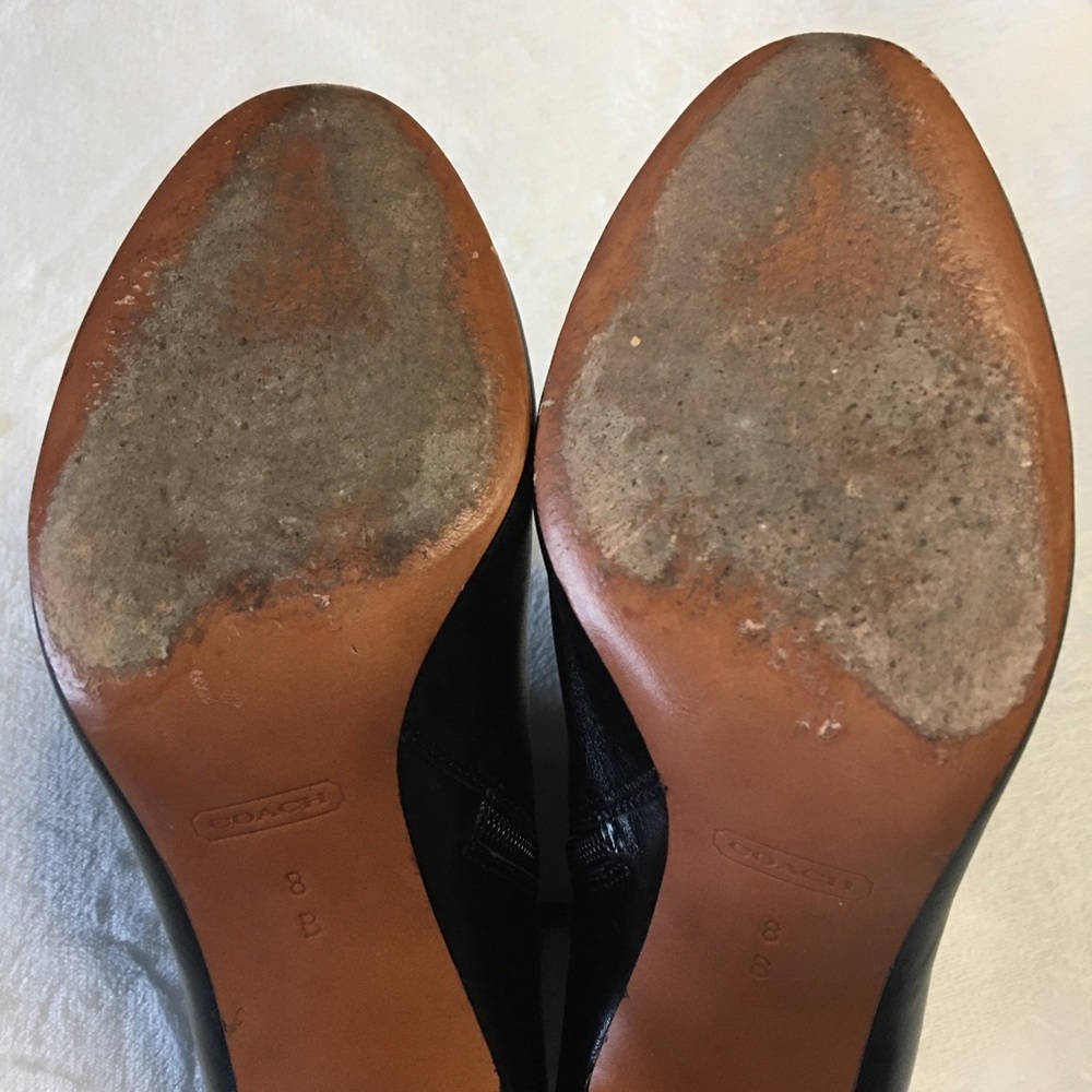 Coach Sondra Black Leather Booties Silver Buckle 8 - Picture 8 of 11